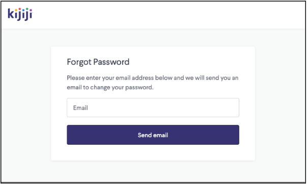Forgot password page