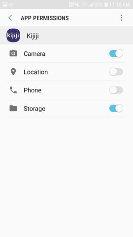 Permissions for Android devices for Kijiji app