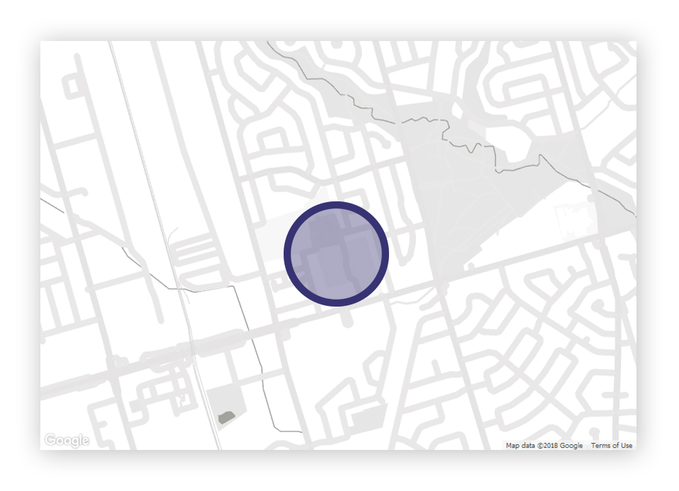 Blue radius circle as seen on a map.